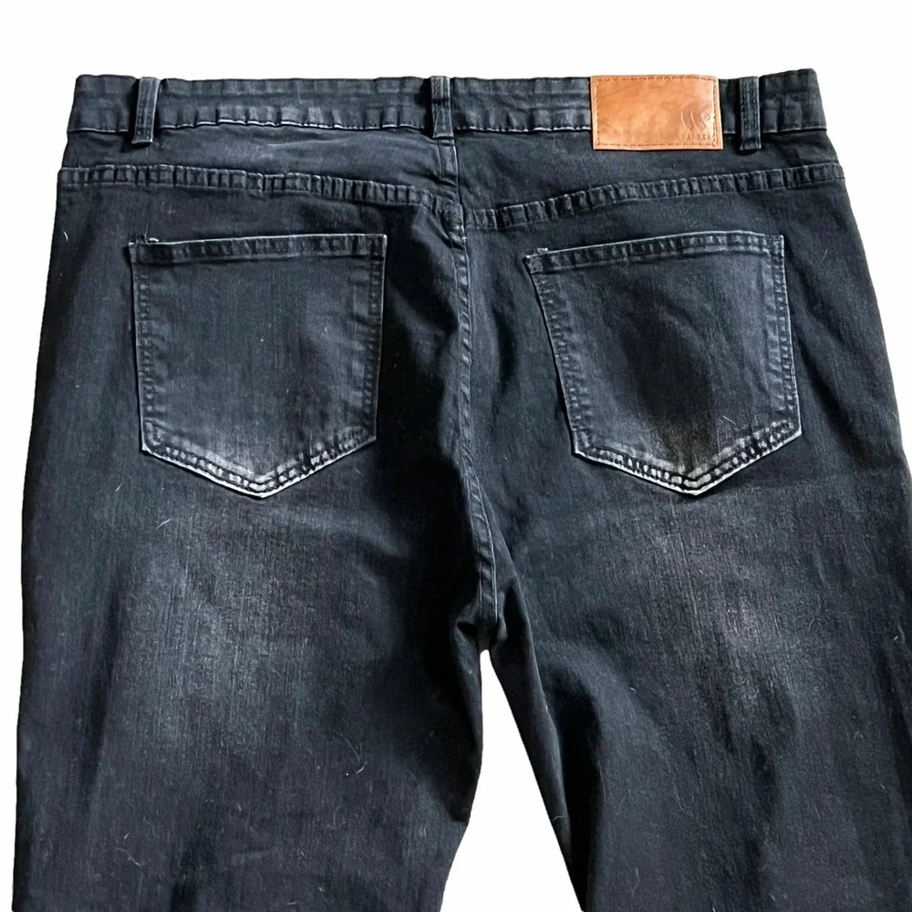 Waimea Skinny Fit Jeans Men 38 Black Distressed Ripped Patchwork‎ Grunge Rocker